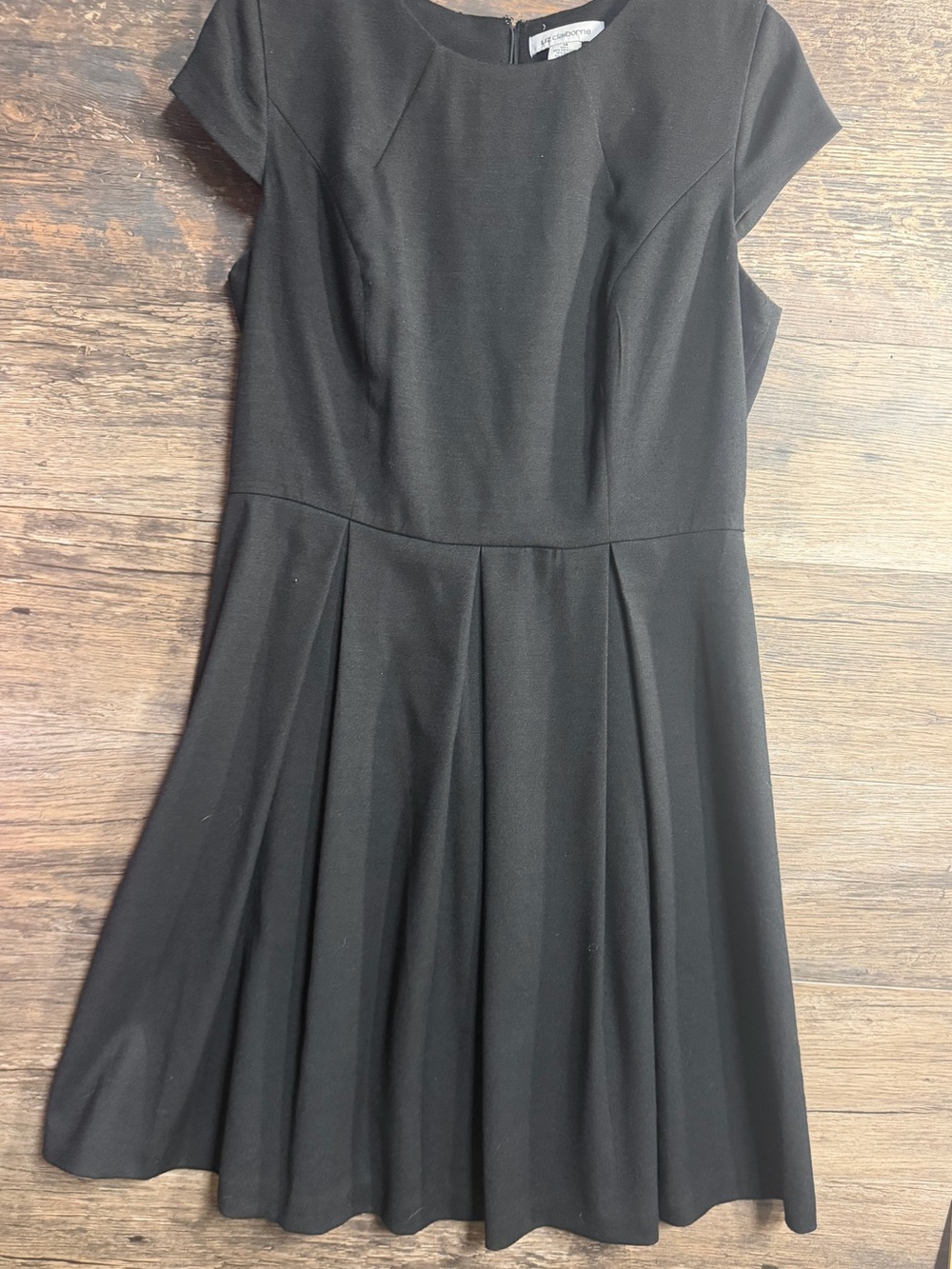 Liz Claiborne Black Cap-Sleeve Fit & Flare Dress